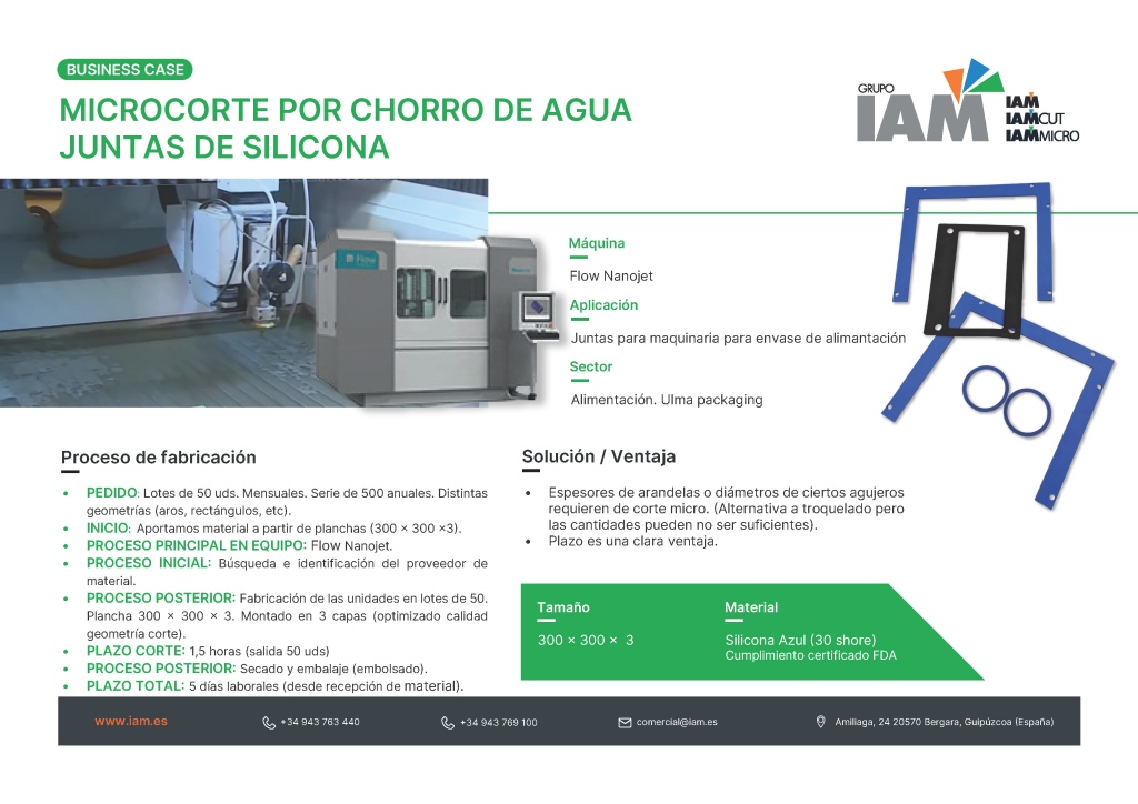 Water Jet Micro-cutting for Silicone Gaskets